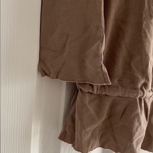 Michael Stars Tan Deep Scoop Neck L/S Tie Top - Picture 4 of 7